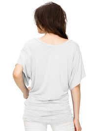 Women's Solid Short Sleeve V Neck Dolman Top Daily Haute