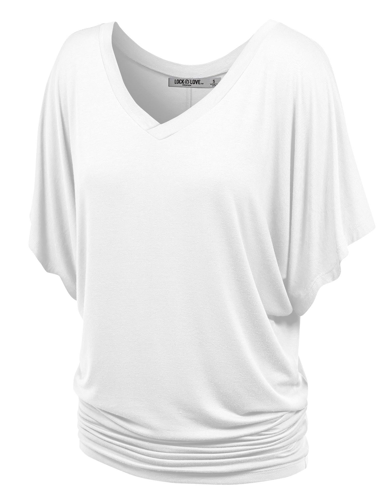 Women's Solid Short Sleeve V Neck Dolman Top Daily Haute