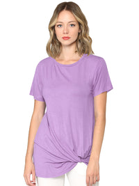 Women's Twist Front Short Sleeve Tunic Tee Daily Haute