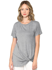 Women's Twist Front Short Sleeve Tunic Tee Daily Haute