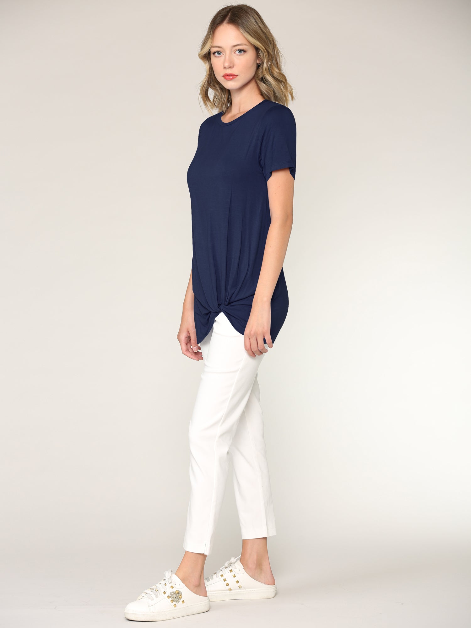 Women's Twist Front Short Sleeve Tunic Tee Daily Haute