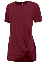 Women's Twist Front Short Sleeve Tunic Tee Daily Haute