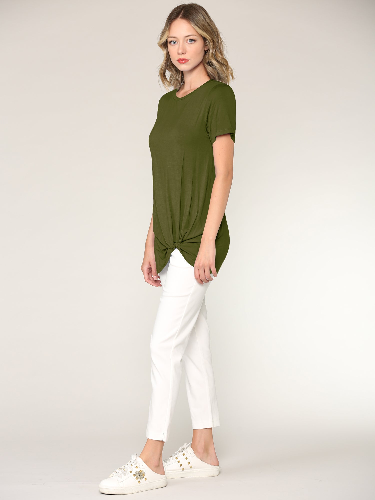 Women's Twist Front Short Sleeve Tunic Tee Daily Haute