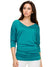 Women's V Neck 3/4 Sleeve Drape Dolman Shirt Top with Side Shirring Daily Haute