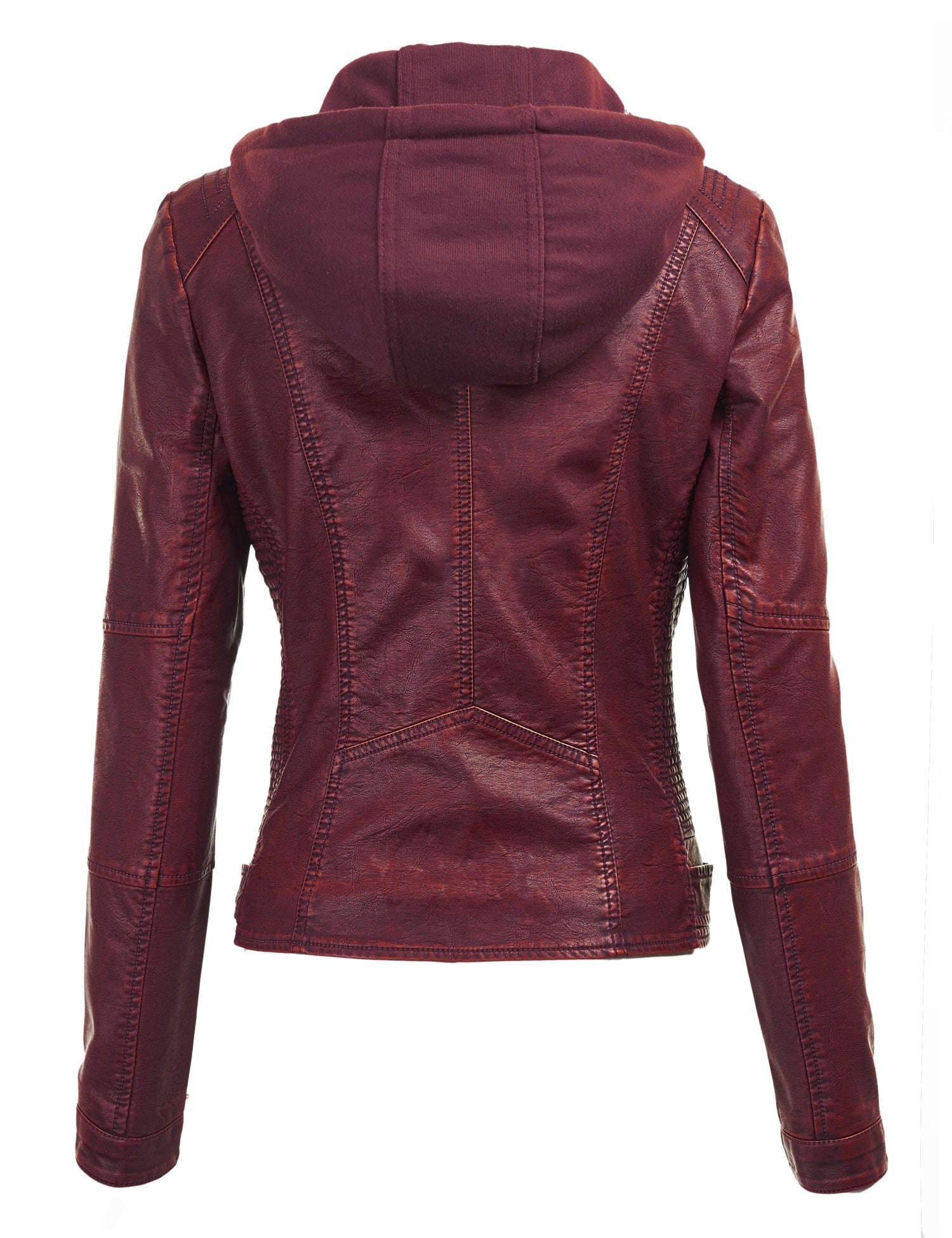 Womens Faux Leather Motorcycle Jacket with Hoodie Daily Haute