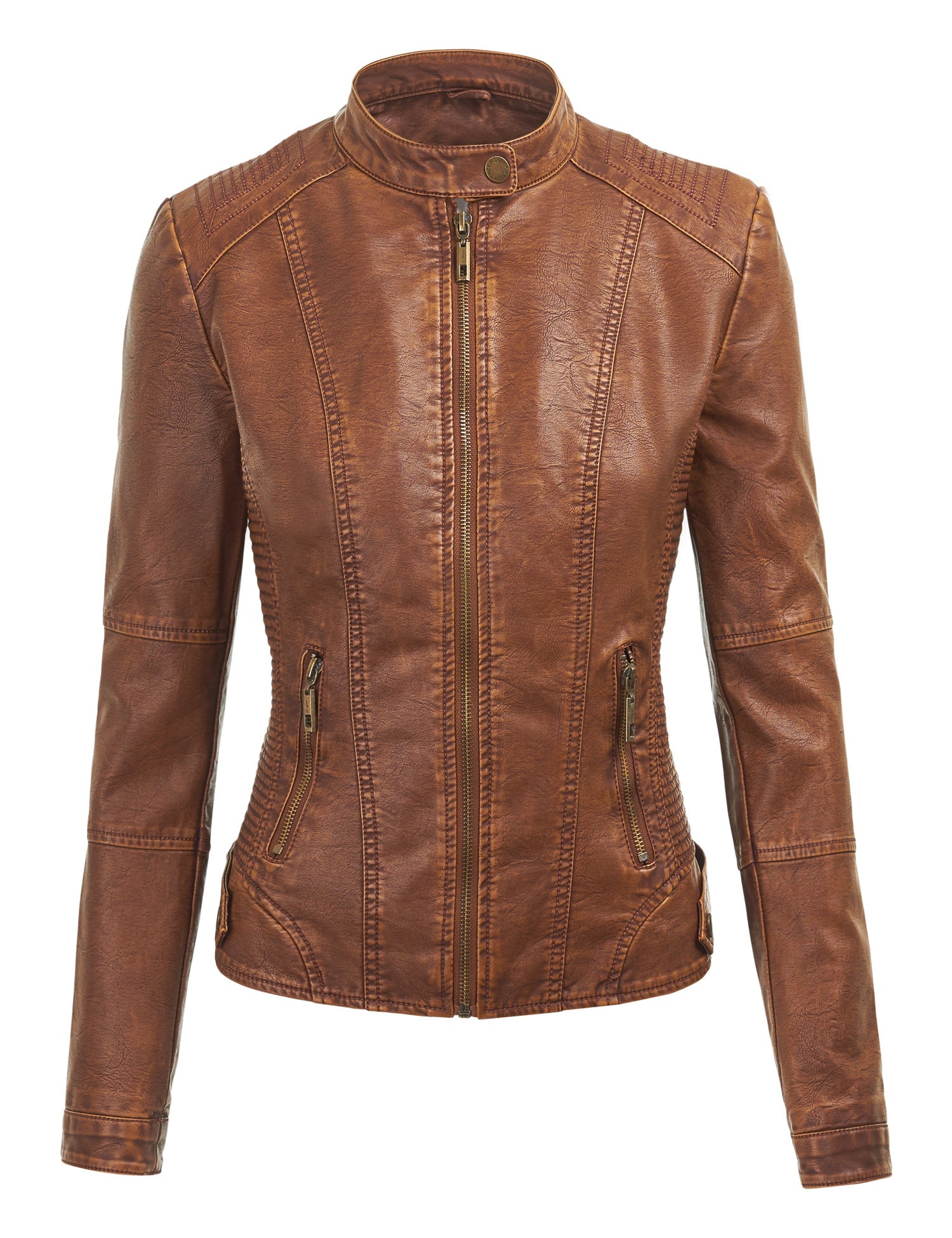 Womens Faux Leather Motorcycle Jacket with Hoodie Daily Haute