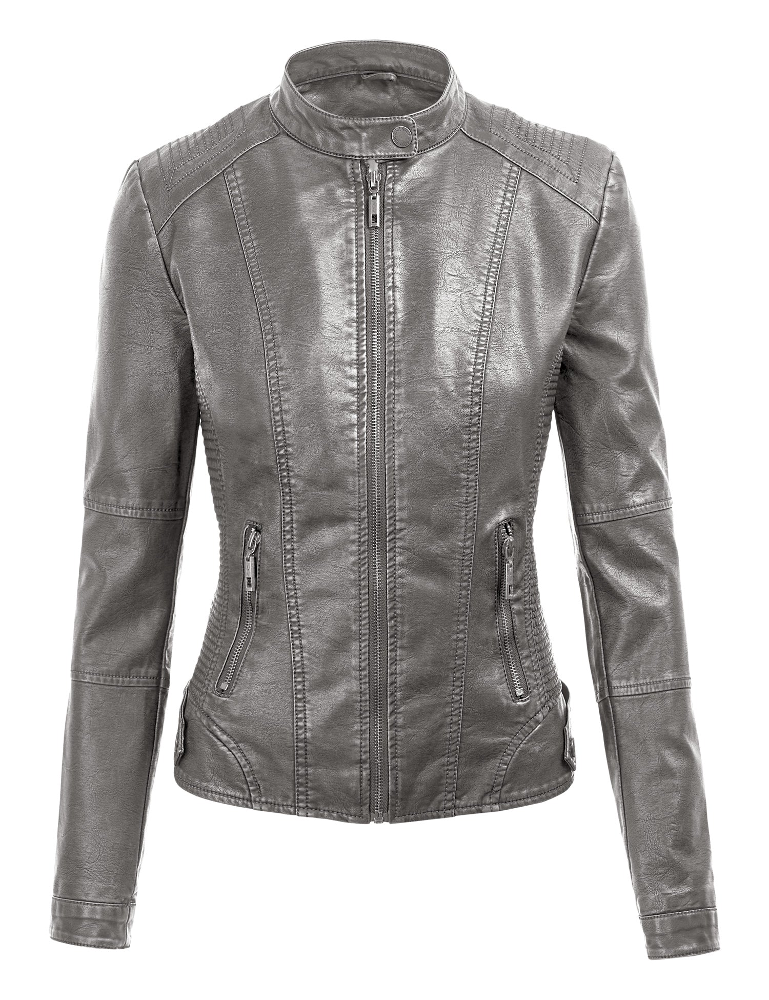 Womens Faux Leather Motorcycle Jacket with Hoodie Daily Haute