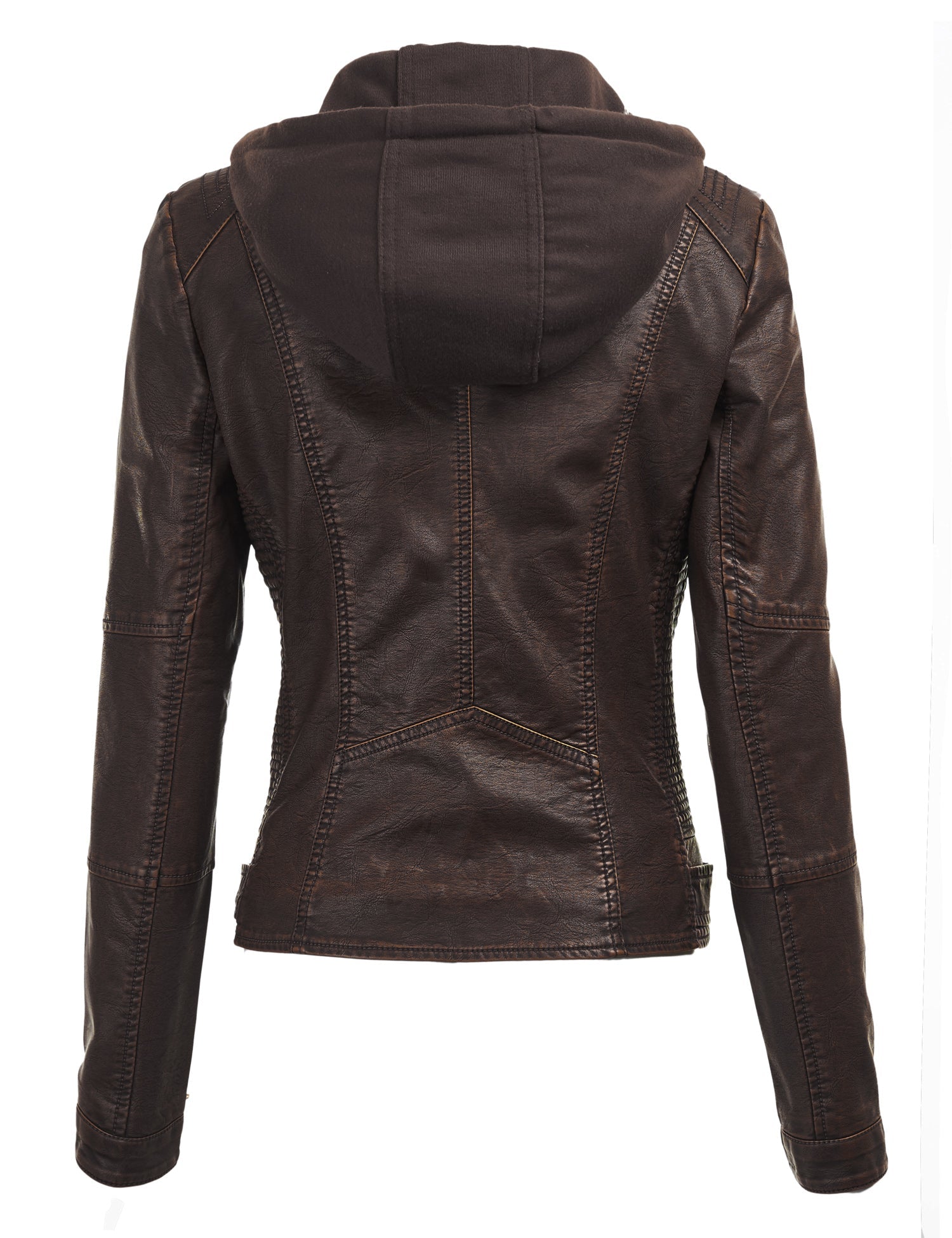 Womens Faux Leather Motorcycle Jacket with Hoodie Daily Haute