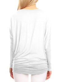 Womens Flowy Draped Long Sleeve Batwing Dolman Top Daily Haute