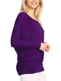 Womens Flowy Draped Long Sleeve Batwing Dolman Top Daily Haute