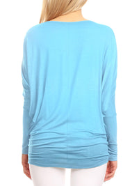 Womens Flowy Draped Long Sleeve Batwing Dolman Top Daily Haute