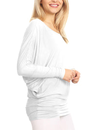 Womens Flowy Draped Long Sleeve Batwing Dolman Top Daily Haute