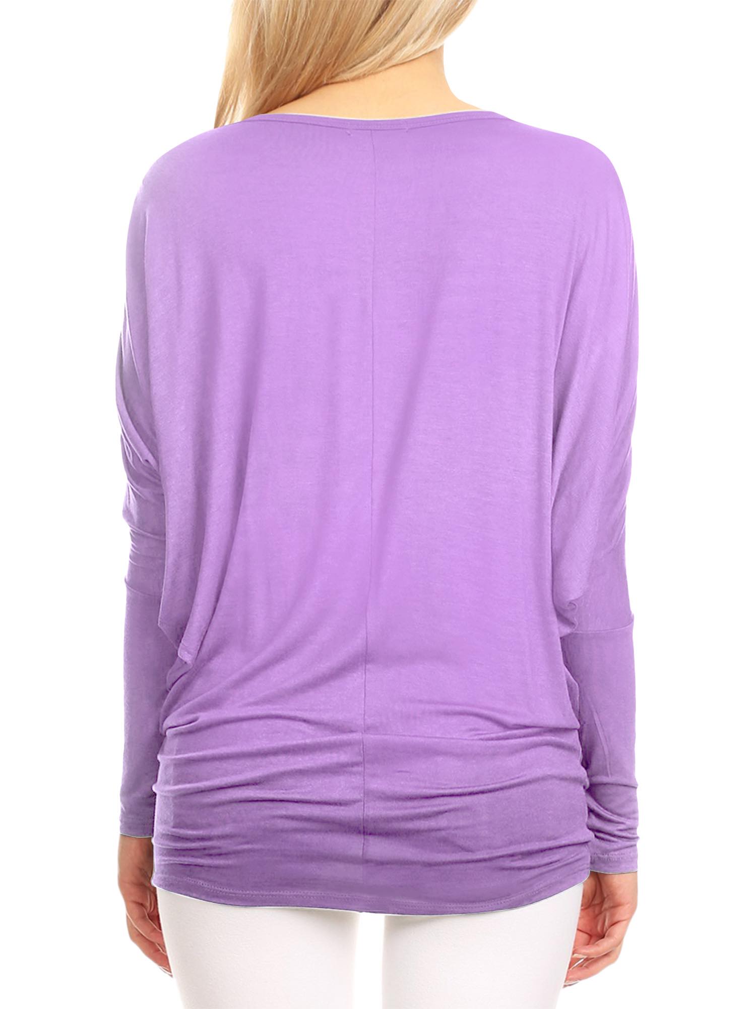 Womens Flowy Draped Long Sleeve Batwing Dolman Top Daily Haute