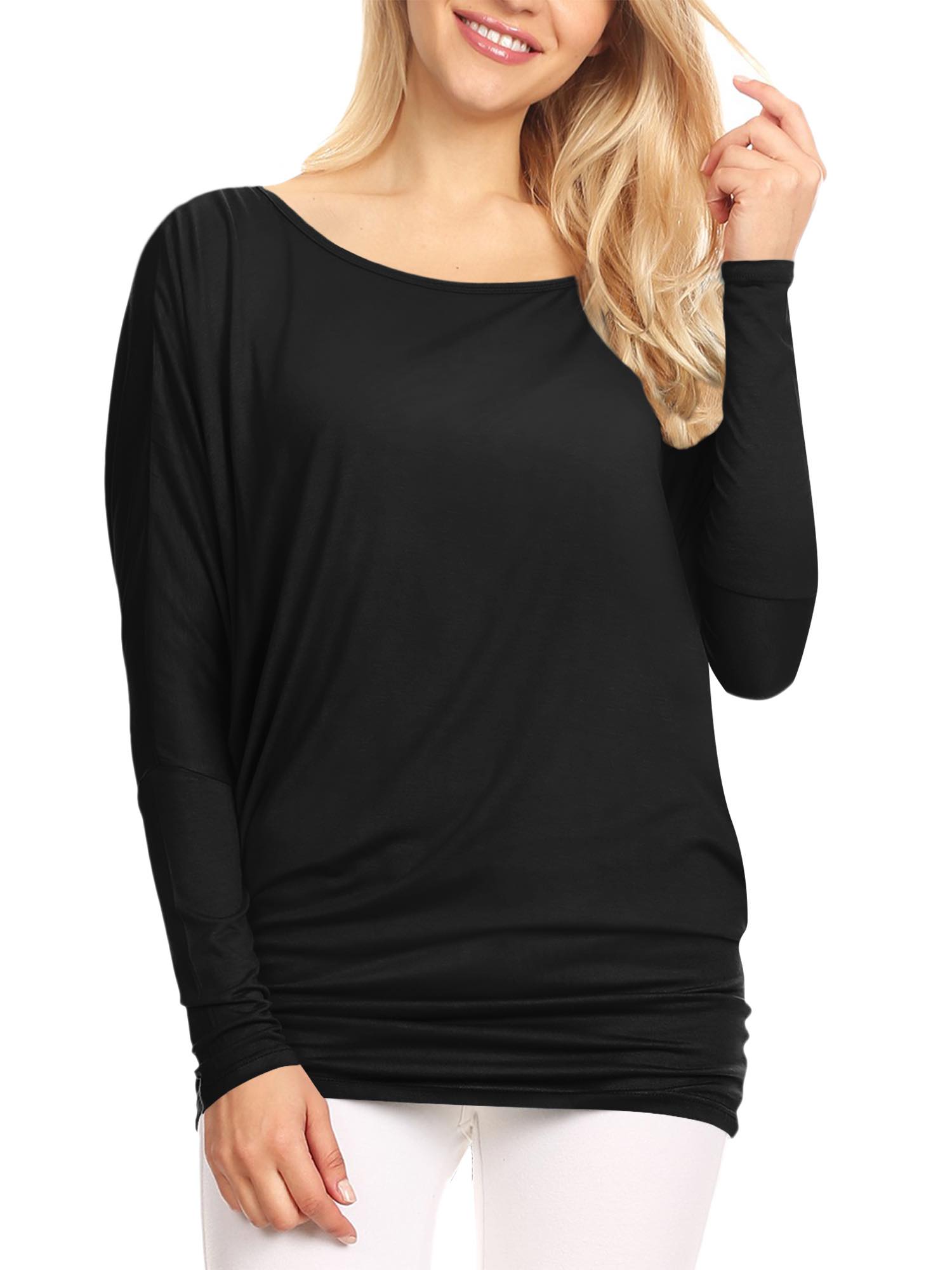 Womens Flowy Draped Long Sleeve Batwing Dolman Top Daily Haute