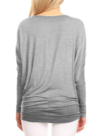 Womens Flowy Draped Long Sleeve Batwing Dolman Top Daily Haute