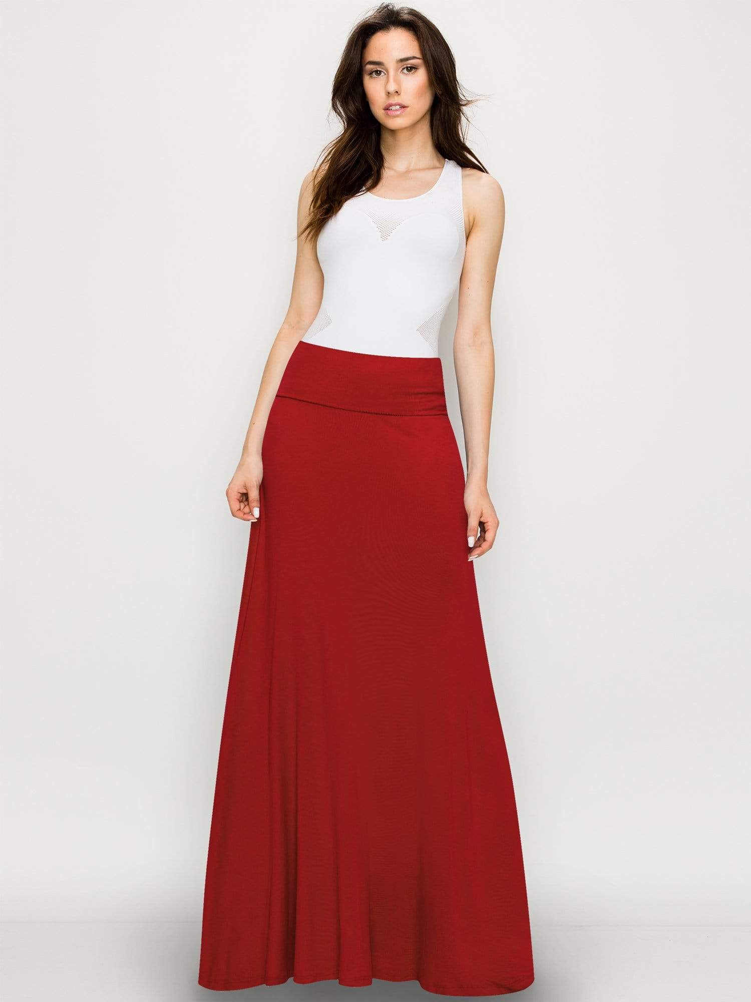 Womens Fold-Over Maxi Skirt Daily Haute