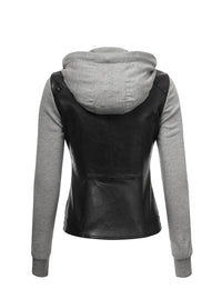 Womens Lock & Love Faux Leather Full Zip Hoodie Sweatshirt Jacket Daily Haute