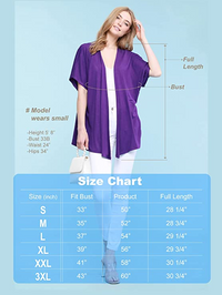 Womens Short Sleeve Open Front Loose Kimono Style Cardigan Daily Haute