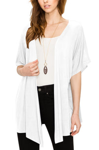 Womens Short Sleeve Open Front Loose Kimono Style Cardigan Daily Haute