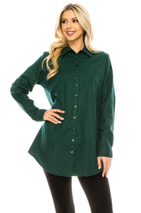 Haute Edition Women's Long Button Down Flannel Tunic Shirt with Plus